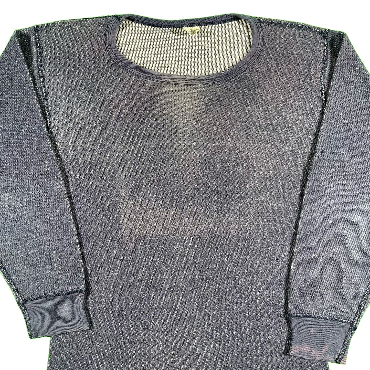 80s Sun Faded Navy Waffle Knit Thermal- L