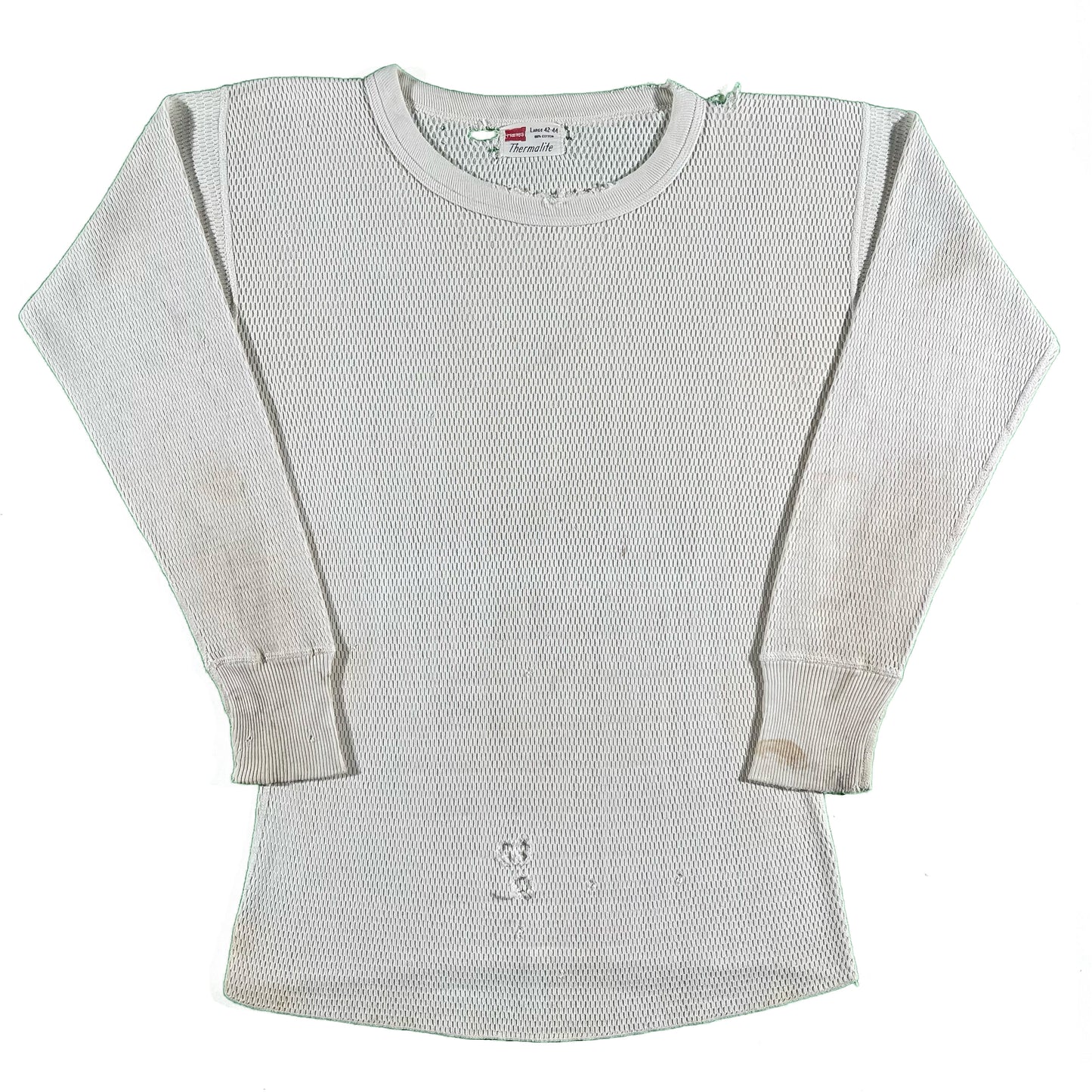 60s Hanes Cotton Waffle Knit Thermal- M