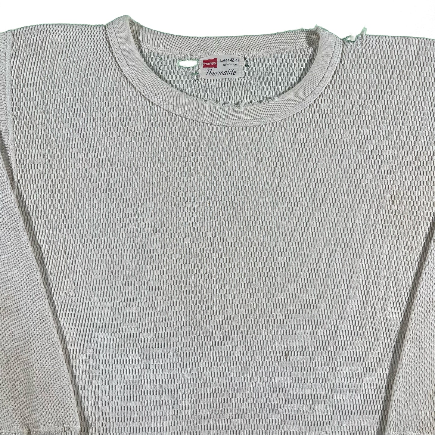 60s Hanes Cotton Waffle Knit Thermal- M