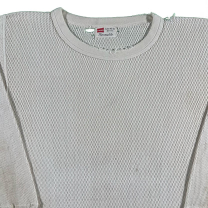 60s Hanes Cotton Waffle Knit Thermal- M