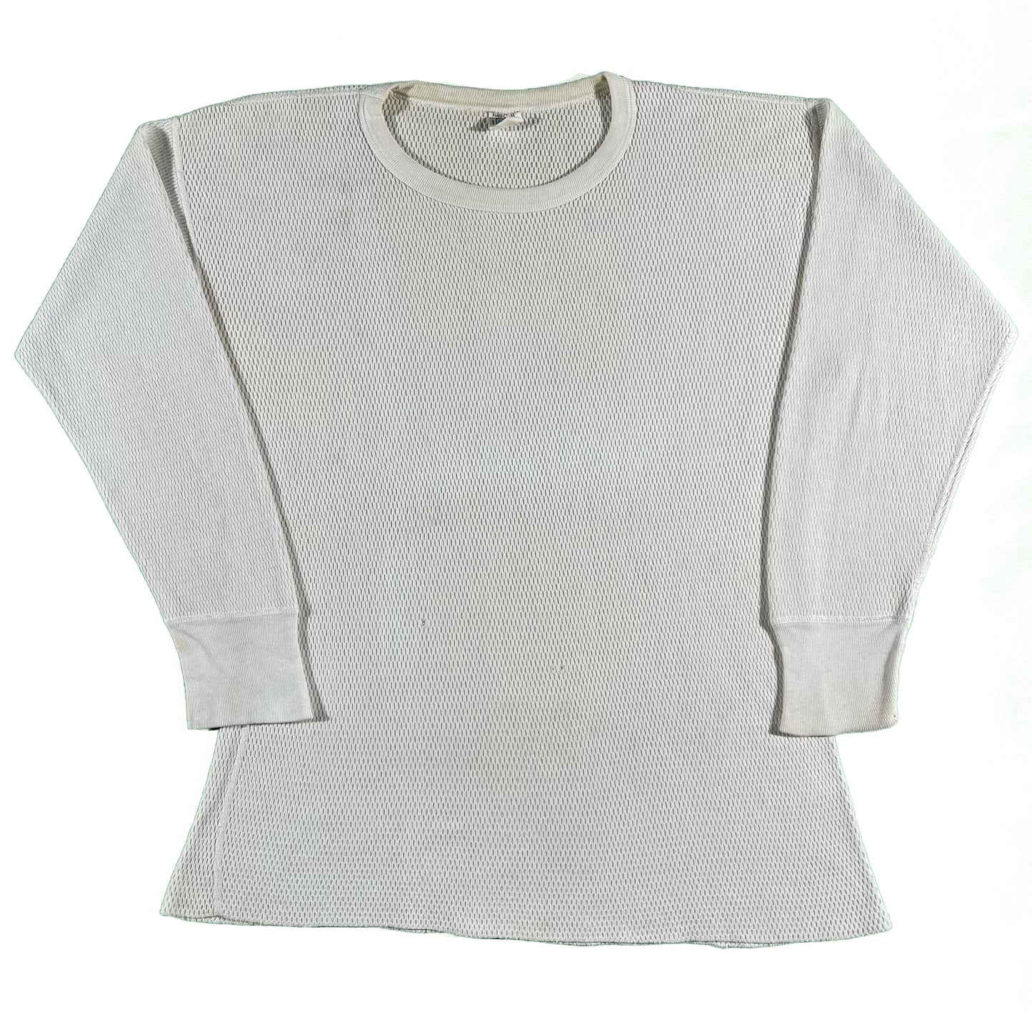 70s Cotton White Waffle Knit Thermal- XL