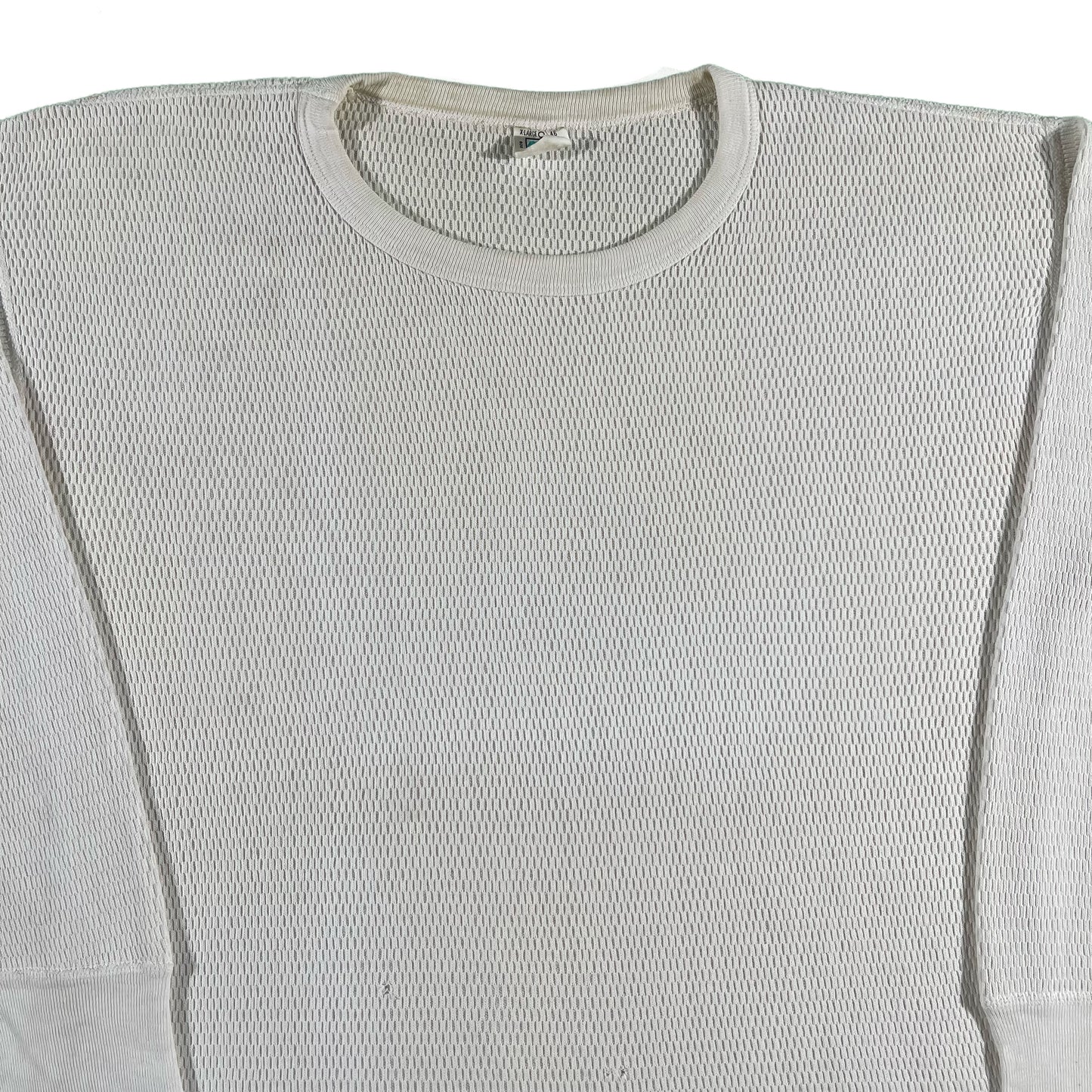 70s Cotton White Waffle Knit Thermal- XL