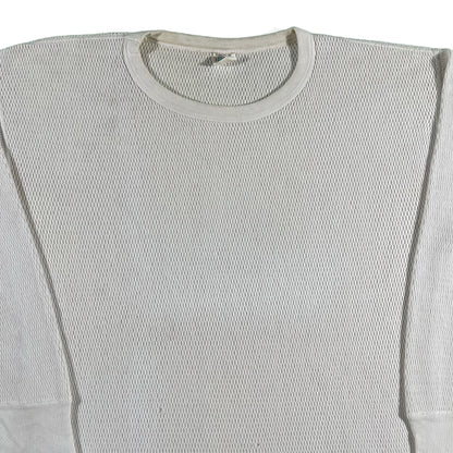 70s Cotton White Waffle Knit Thermal- XL