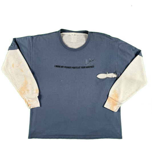 00s Monty Python Thrashed Privates Tee & Waffle Knit Thermal- XL