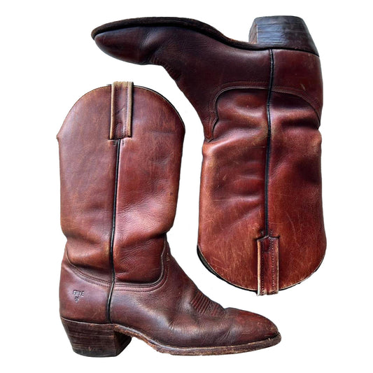 Frye Faded Mahogany Brown Cowboy Boots- 10.5 M's, 12 W's