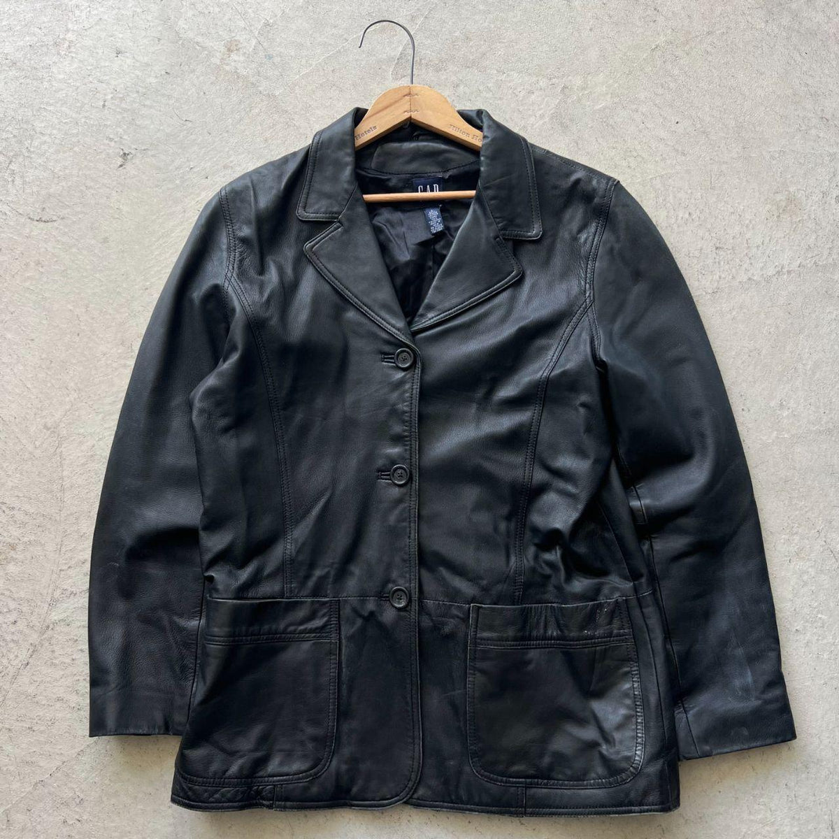 00s Gap Black Leather Blazer- S