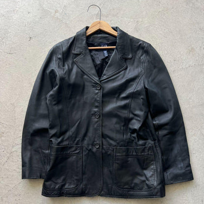 00s Gap Black Leather Blazer- S