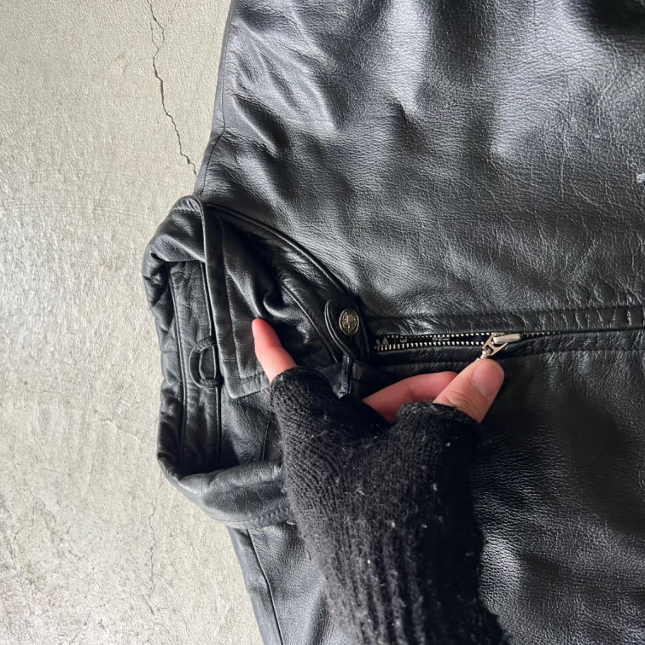 90s Black Wilson's Cafe Racer Leather Jacket- S