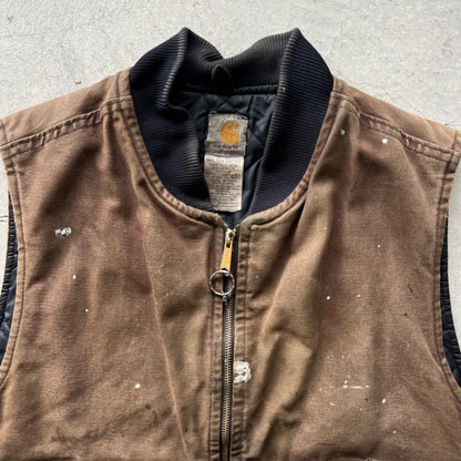 00s Carhartt Faded Brown Canvas Work Vest- XL