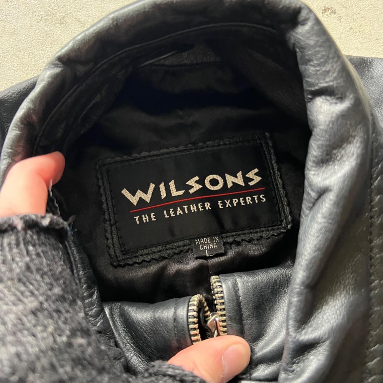 90s Black Wilson's Cafe Racer Leather Jacket- S