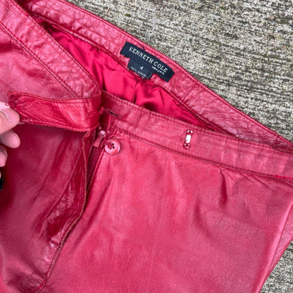 00s Dark Cherry Red Leather Pants- 25x30.5