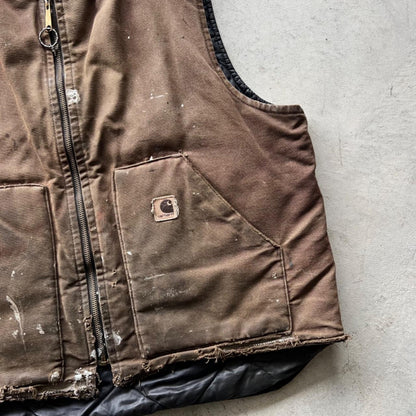 00s Carhartt Faded Brown Canvas Work Vest- XL