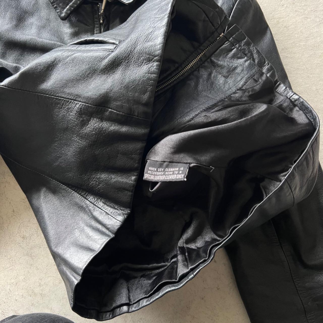 90s Black Wilson's Cafe Racer Leather Jacket- S
