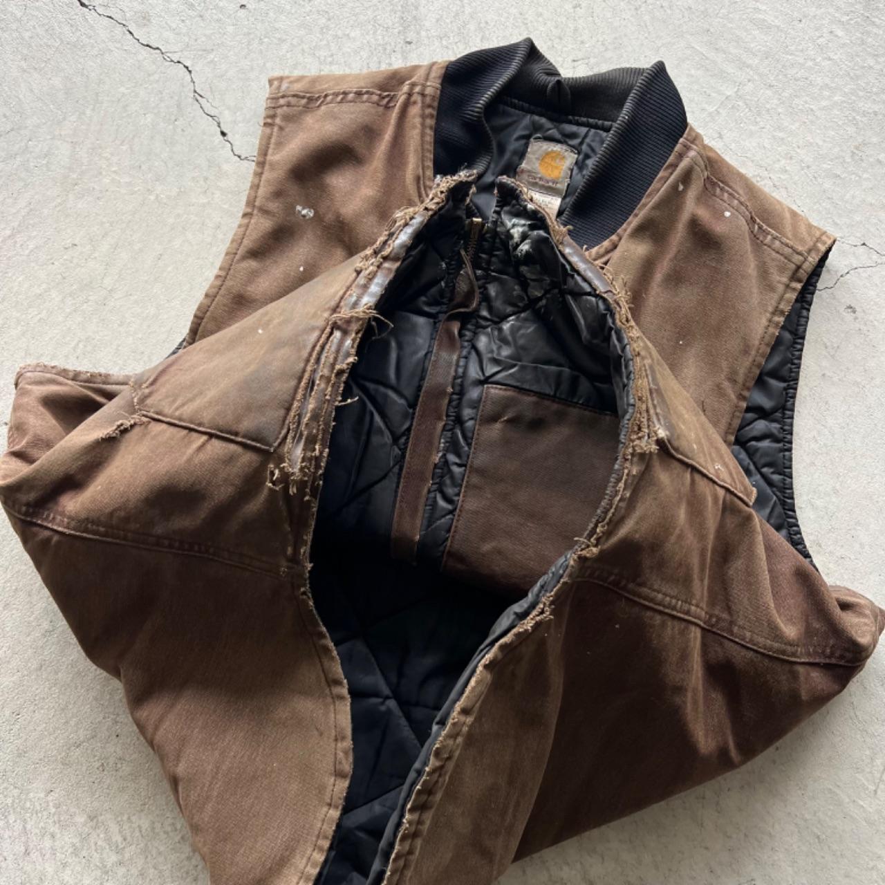 00s Carhartt Faded Brown Canvas Work Vest- XL