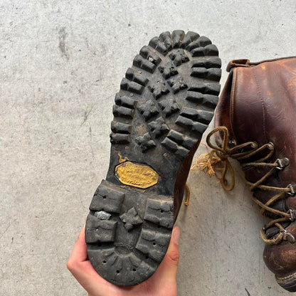 70s Italian Style Vibram Sole Patina Hiking Boots- M's 6.5, W's 8