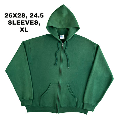 Vintage Blank Forest Green Zip Up Hoodie- ONLY L LEFT