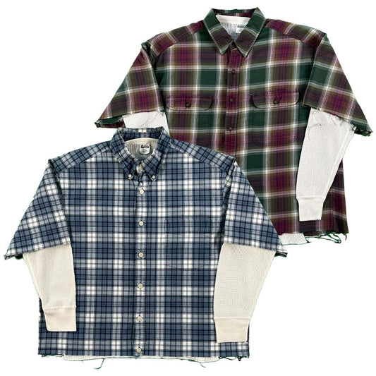 Vintage Gap Cropped Plaid Shirt & Waffle Knit Thermals- SELECT COMBO