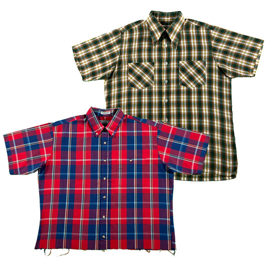 70s/80s Cropped Plaid Button Up Shirts- SELECT SHIRT