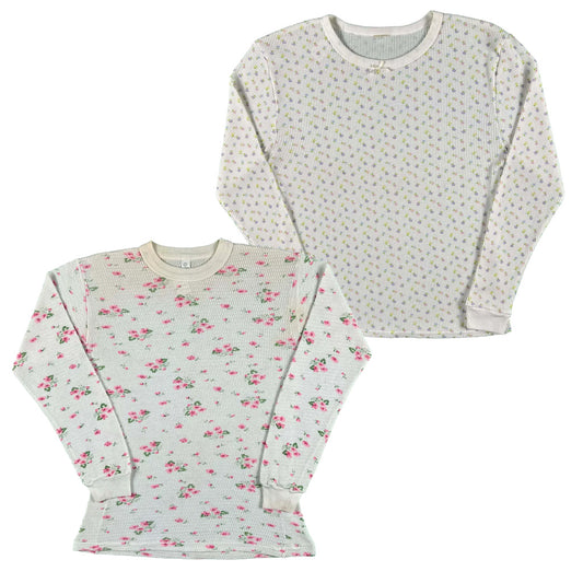 Vintage Floral Waffle Knit Thermals- SELECT SHIRT