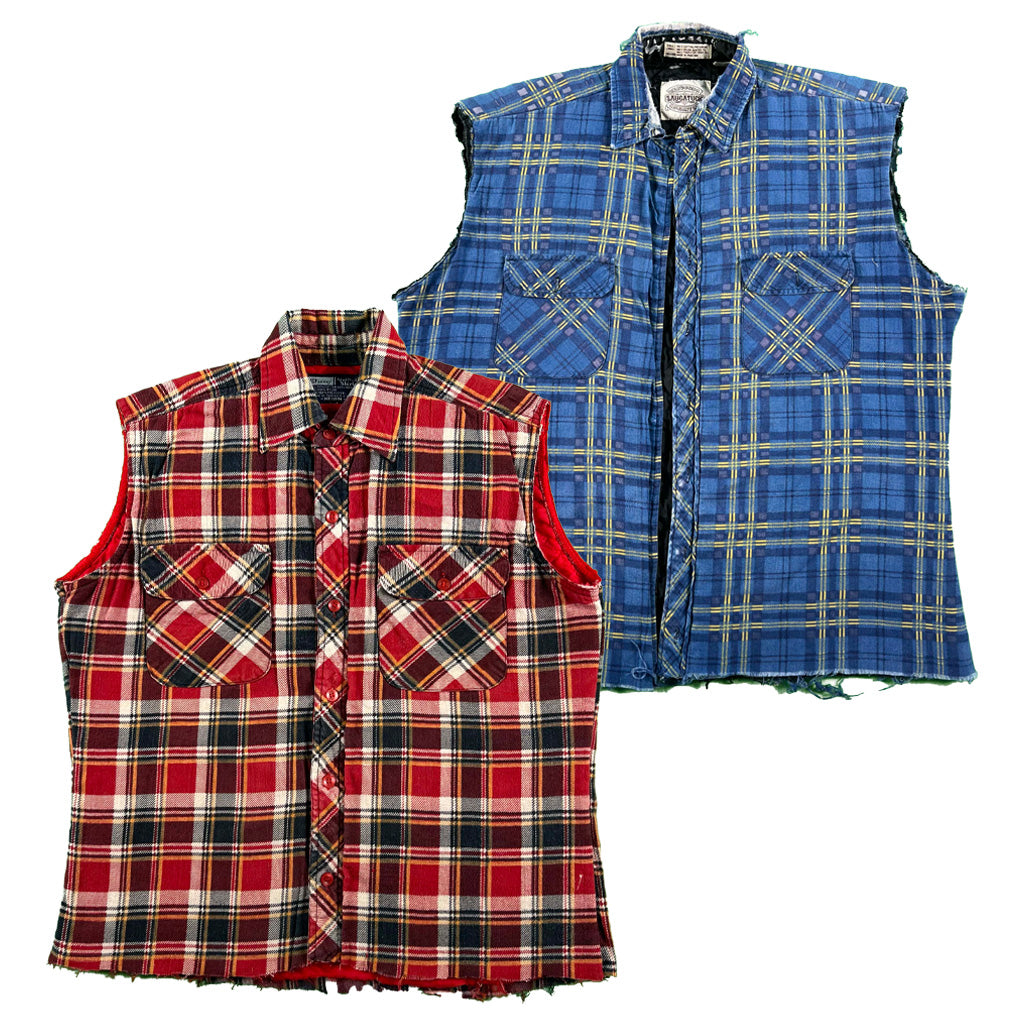 Vintage Cut Off Quilted Flannel Vests- SELECT FLANNEL