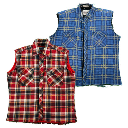 Vintage Cut Off Quilted Flannel Vests- SELECT FLANNEL
