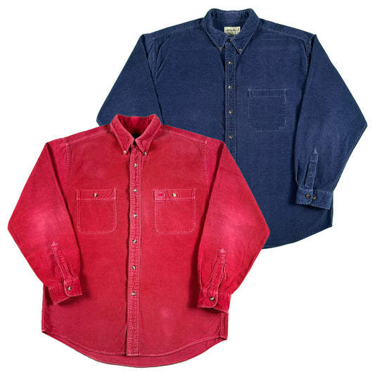 90s Faded Red Eddie Bauer Corduroy Shirt- M