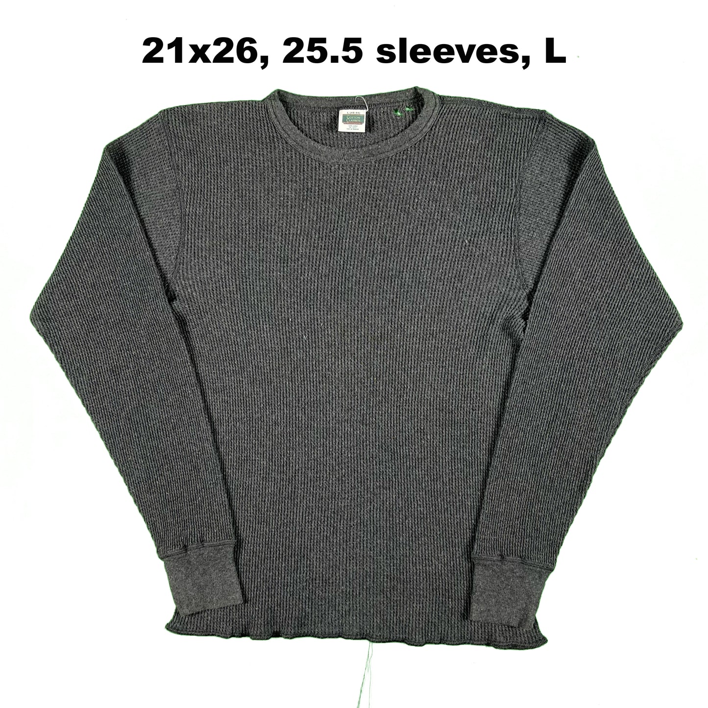 Vintage Dark Grey Waffle Knit Thermal- ONLY L LEFT