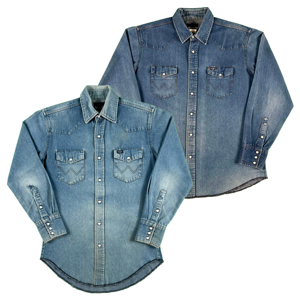 Vintage Wrangler Denim Pearl Snap Shirts- SELECT SHIRT – Plum Garments