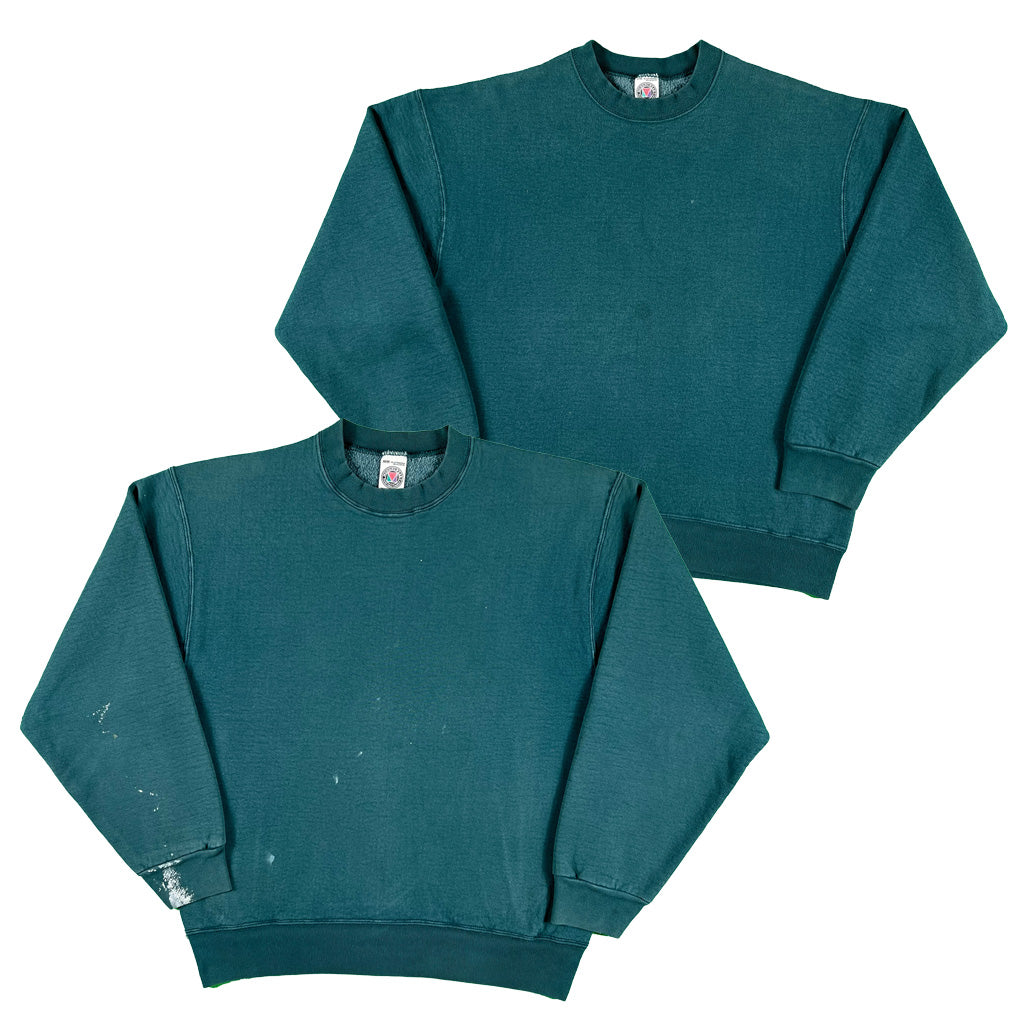 90s Super Heavyweight Blank Green Sweatshirts- SELECT SWEAT