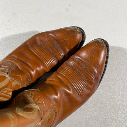 90s Tony Lama Dark Tan Cowboy Boots - 9