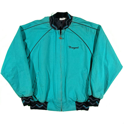 90s Teal Southwestern Canvas Blanket Lined Jacket- L