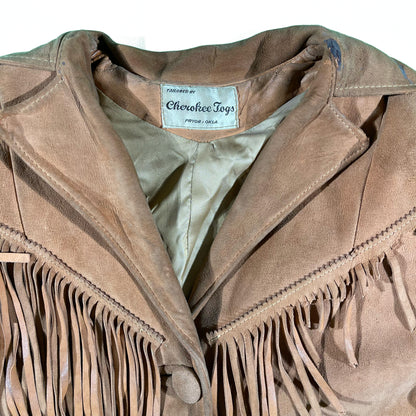 50s Western Fringe Leather Jacket- L