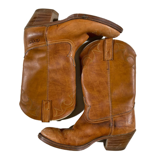 90s Dingo Dark Tan Cowboy Boots - 9.5