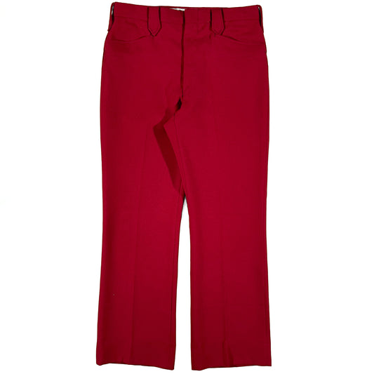 70s Wine Red Western Polyester Flares- 33x30
