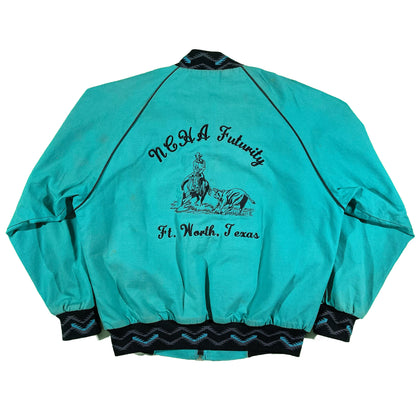 90s Teal Southwestern Canvas Blanket Lined Jacket- L