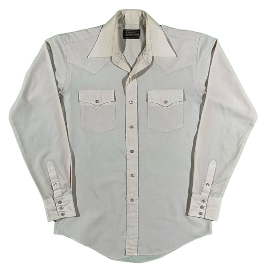 70s JC Penney Cream Western Pearl Snap Shirt- M