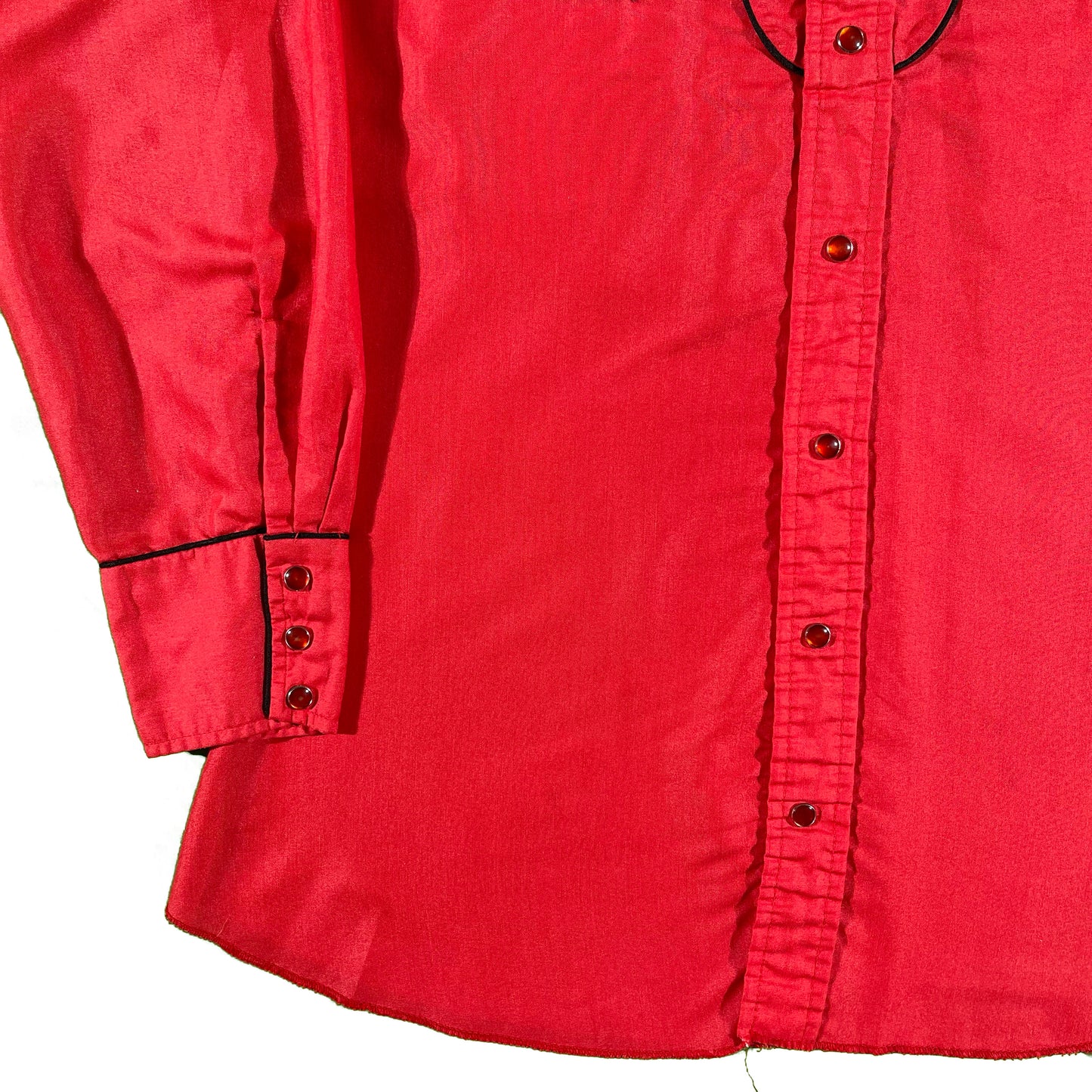 50s H Bar C Bright Red Western Pearl Snap Button Up- L