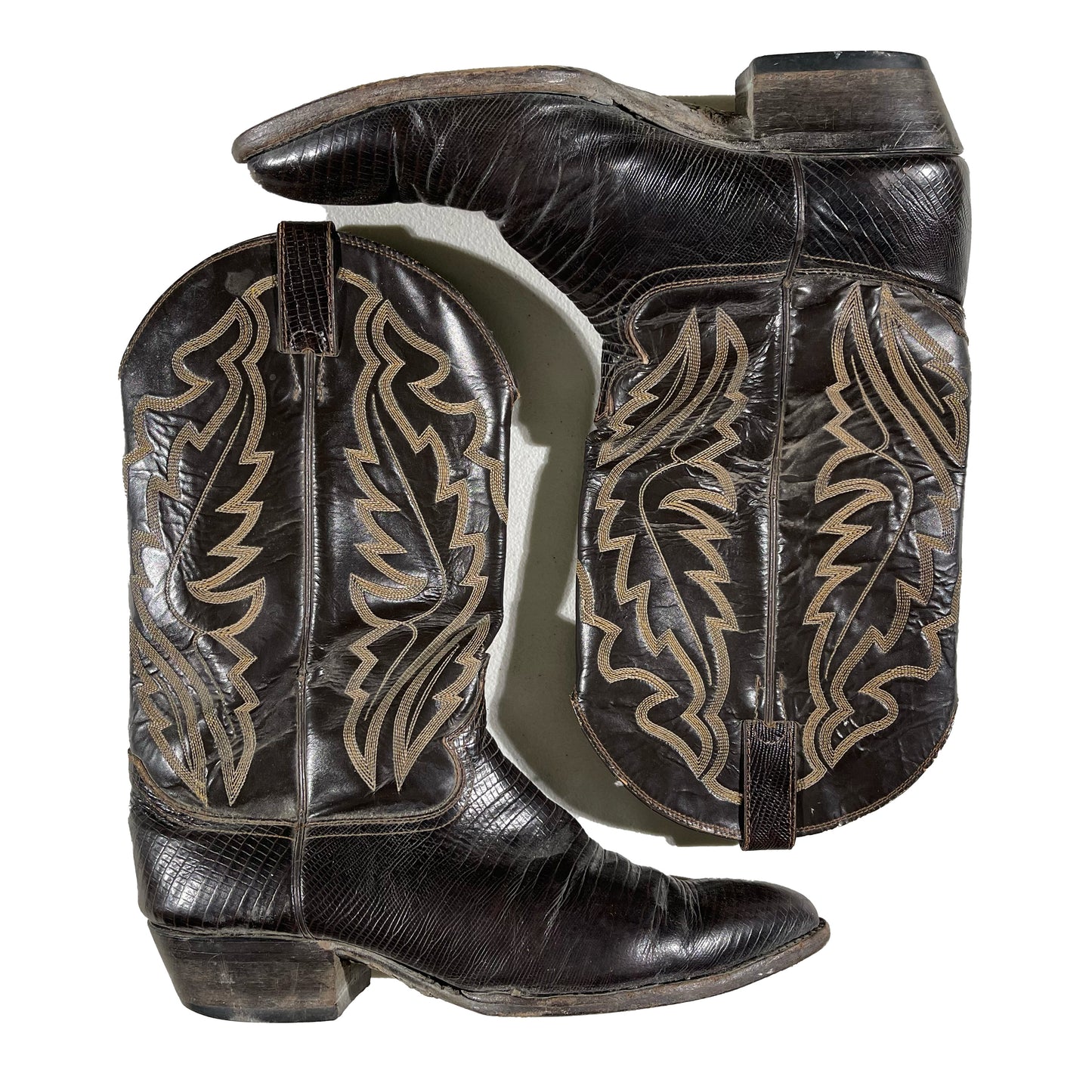 90s Justin Brown Lizard Cowboy Boots - 11