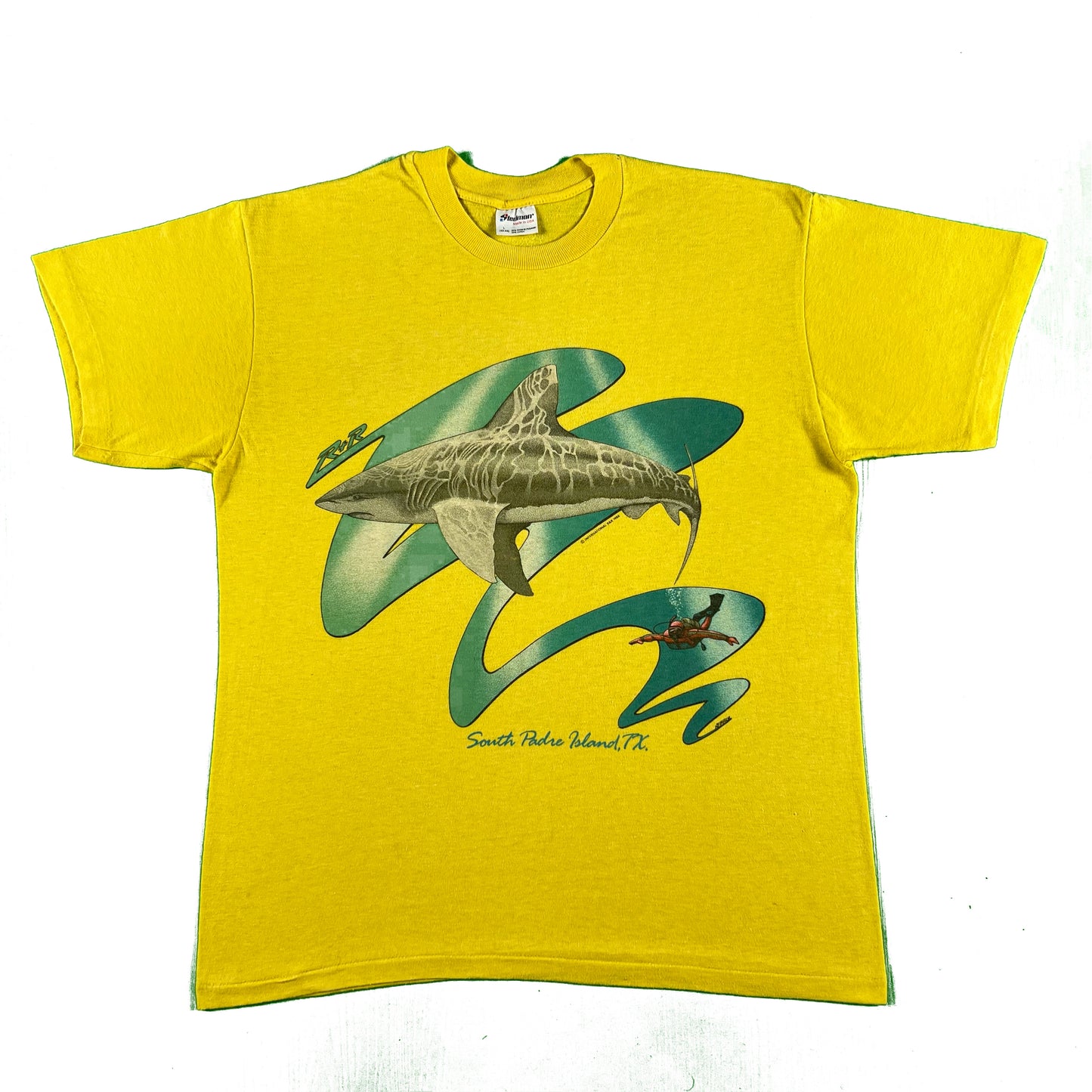 80s South Padre Island Shark Tee- M