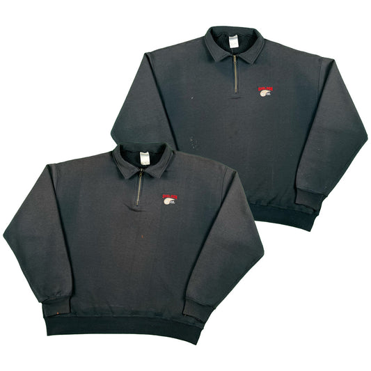 90s Sun Faded Black Oil 1/4 Zip Sweatshirts- SELECT SWEAT