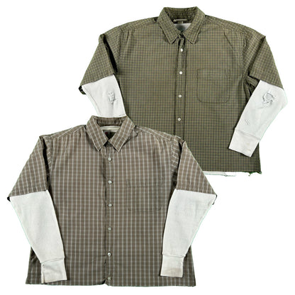 Vintage Old Navy Cropped Plaid Shirt & Waffle Knit Thermals- SELECT COMBO