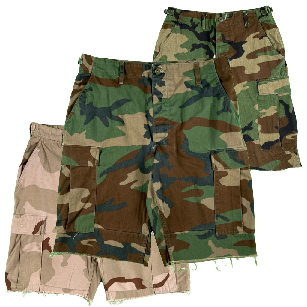 Vintage Chopped Camo Baggy Cargo Shorts- SELECT PAIR