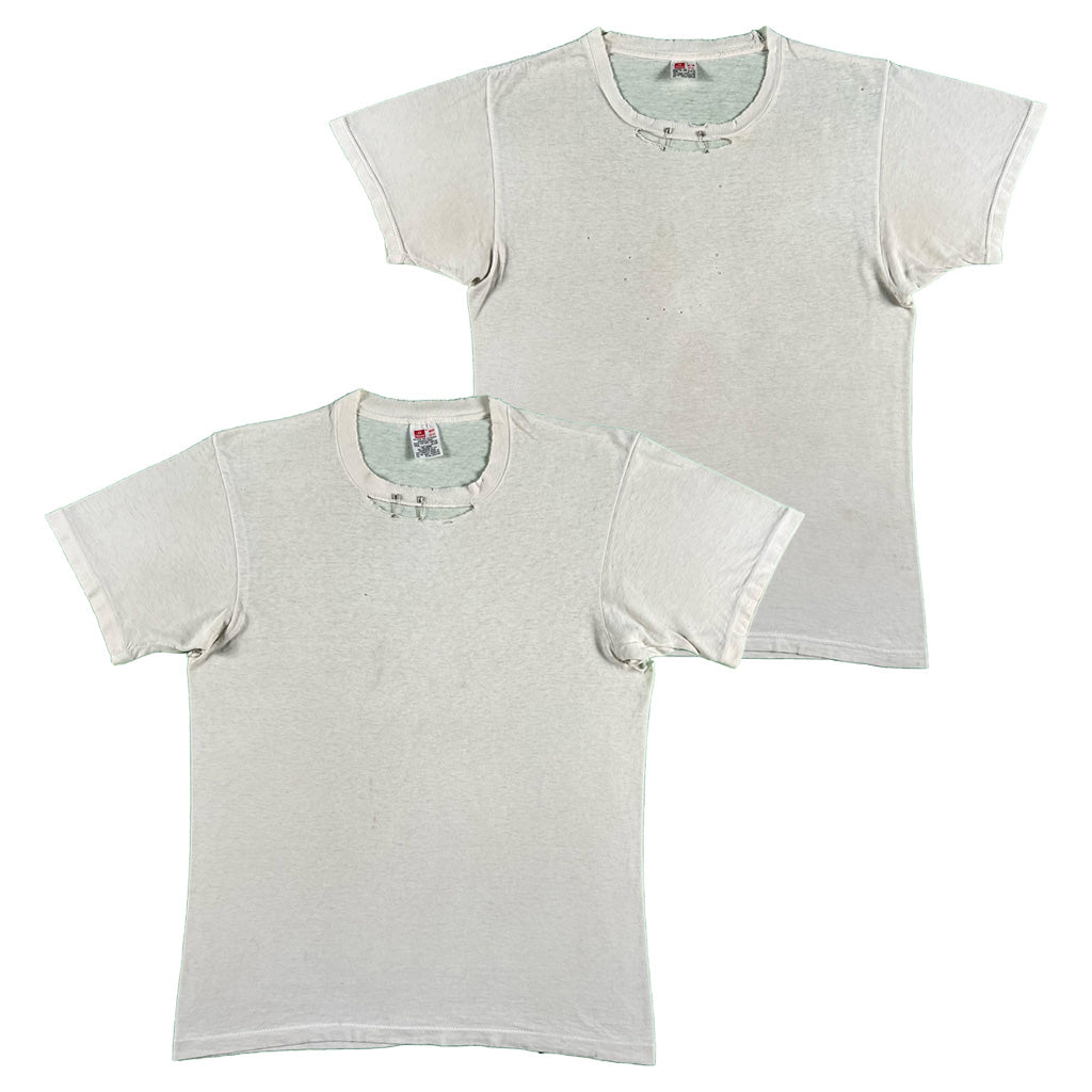 90s Safety Pinned Blank White Tees- SELECT TEE