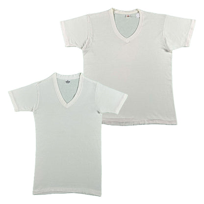 Vintage Blank White V Neck Tees- SELECT TEE