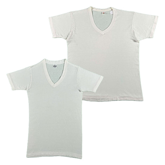 Vintage Blank White V Neck Tees- SELECT TEE