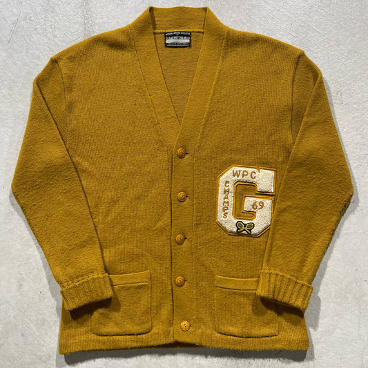 60s Varsity Wool Cardigan- L