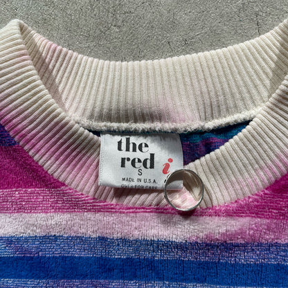 80s Striped Terry Cloth Sweatshirt- S