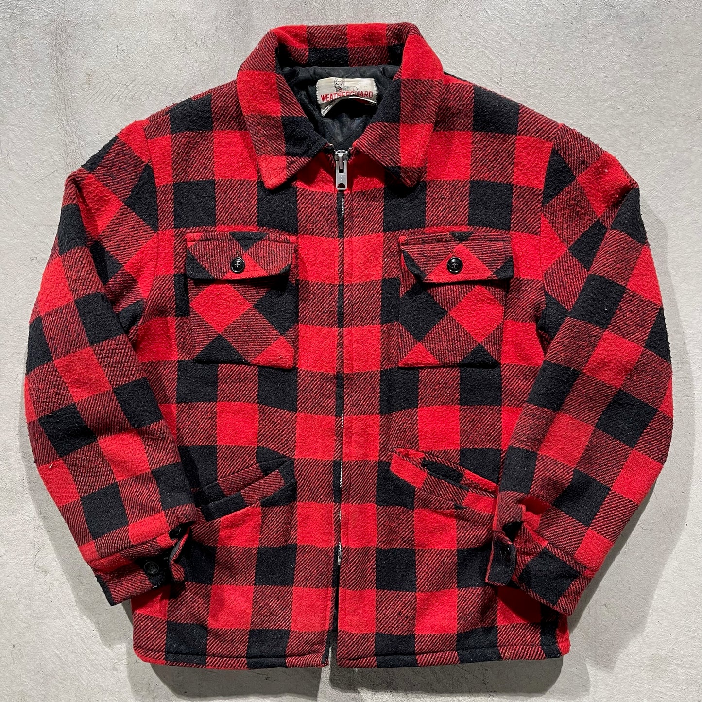 60s Quilt Lined Buffalo Plaid Jacket- L