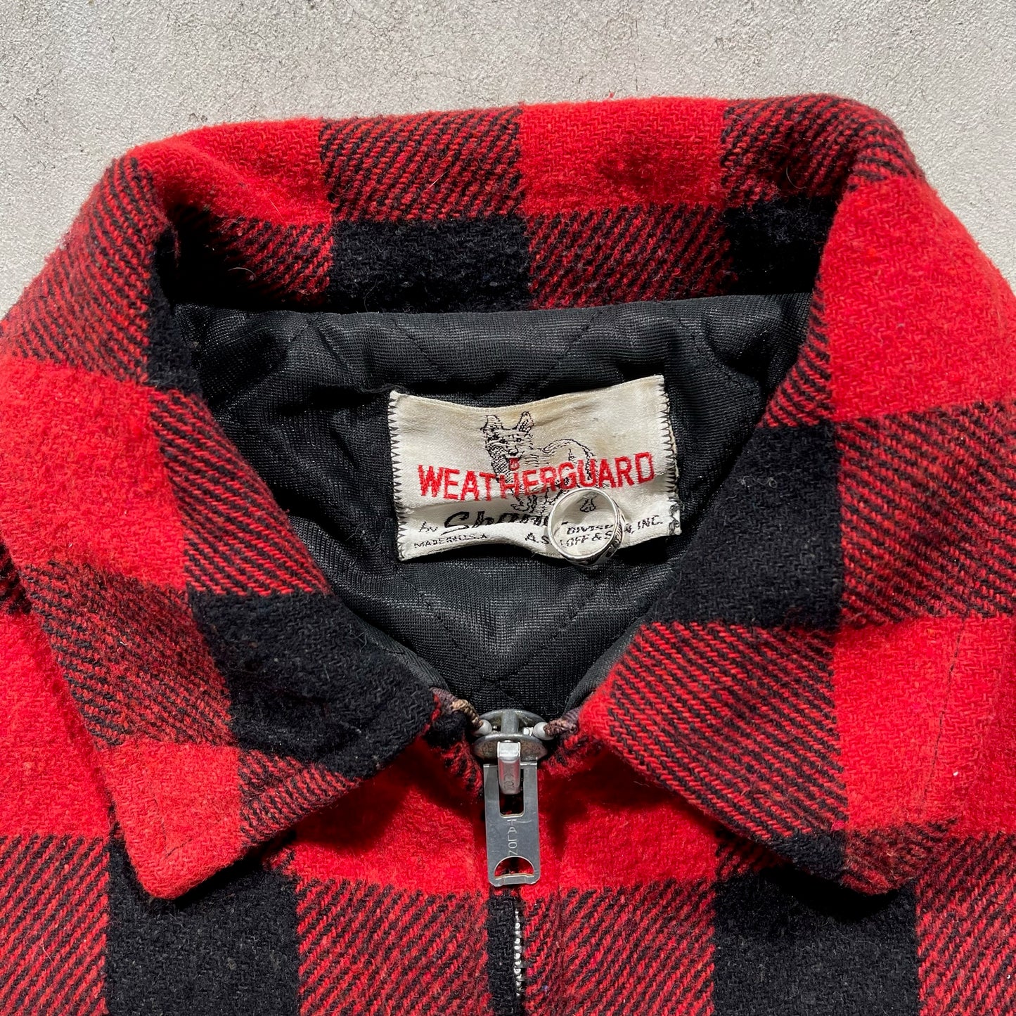 60s Quilt Lined Buffalo Plaid Jacket- L