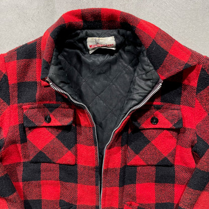 60s Quilt Lined Buffalo Plaid Jacket- L